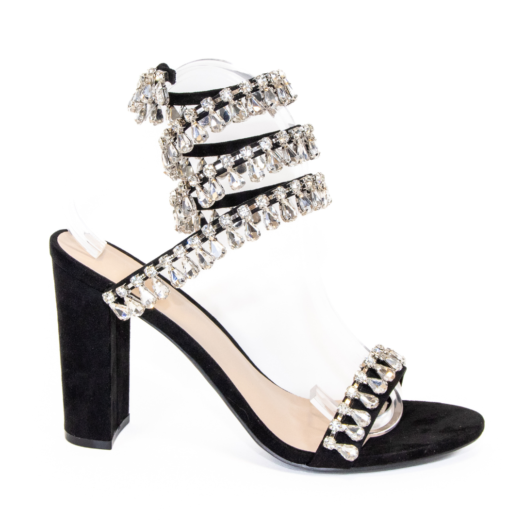 Morris-572 Crystal Embellished Wrapped Heel