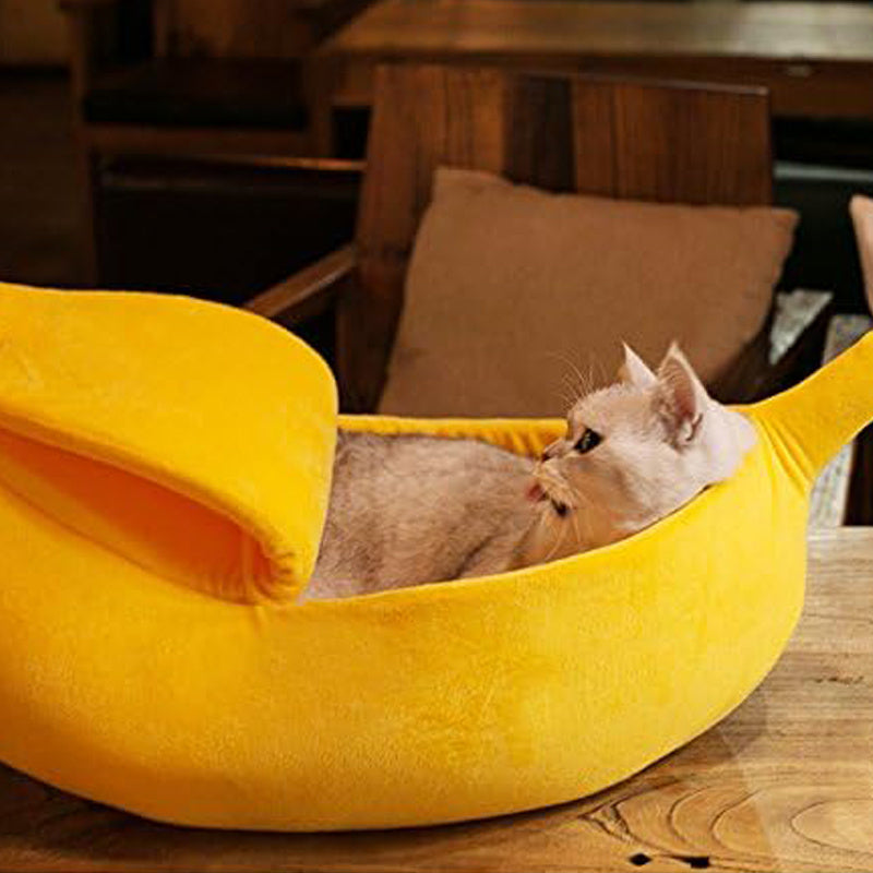 Soft Warm Banana Cat Bed House,