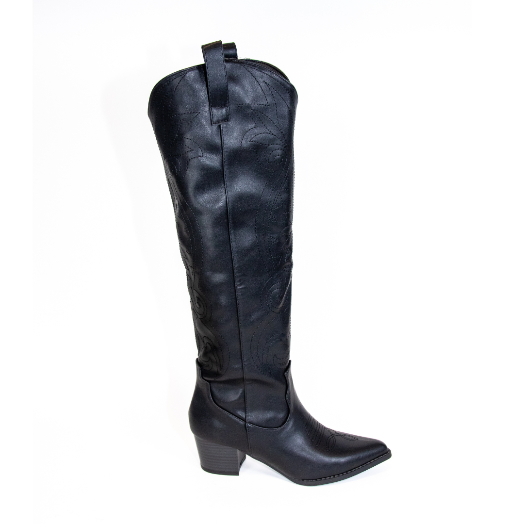 Kendra-31 Knee-Length Cowboy Boots with Pointed Edge