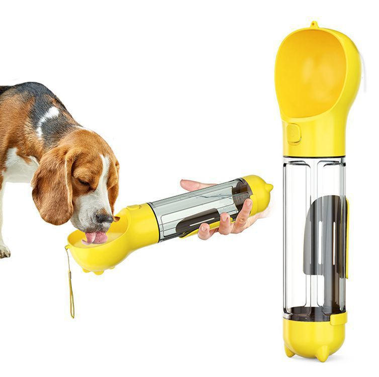 Portable Cat Dog Water Bottle Food Feeder Drinker Poop Dispenser