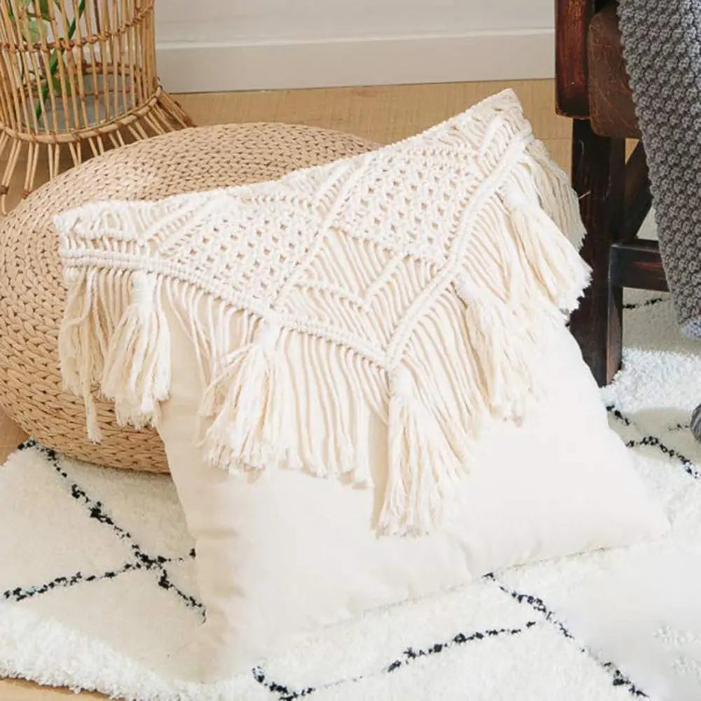 Cotton Linen Macrame Hand-woven Pillow Covers - Bohemian Style Home Decor